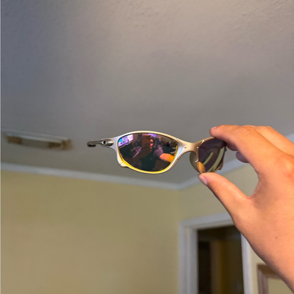 Silver Frame Sunglasses with Mirrored Purple Lenses Oakley Oakleys
